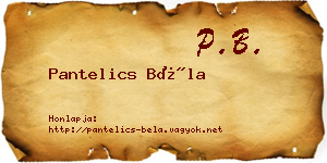 Pantelics Béla névjegykártya
